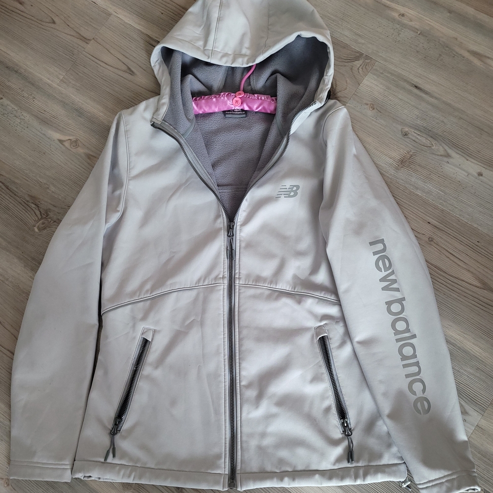 New Balance Women's Light Gray Hooded- Reflective- Jacket